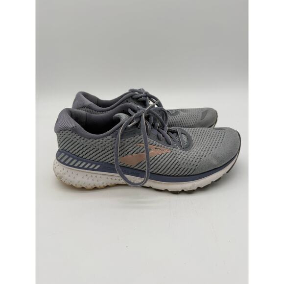 Brooks Adrenaline GTS 20 Womens Running Shoes Grey-Peach Sz 10 SuperFeet Insoles - Picture 1 of 6